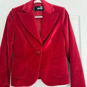 Love Moschino Red Velvet Jacket/Blazer